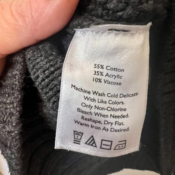 Eddie Bauer charcoal grey cable knit moto zip-up cardigan, cotton blend, large. - Picture 6 of 8